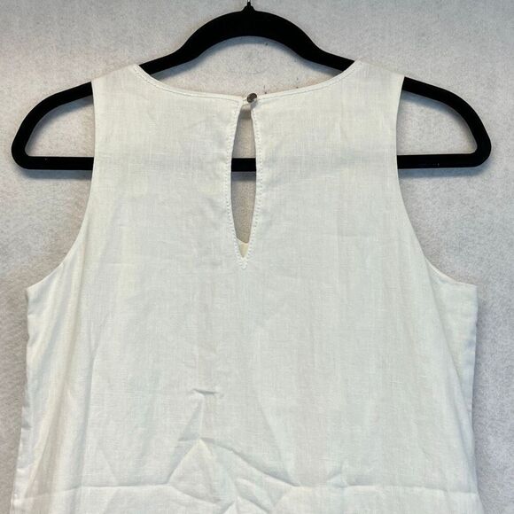 TOMMY BAHAMA Dress XS White Linen Sleeveless Embroidered Lined V-Neck Pockets - Picture 8 of 11